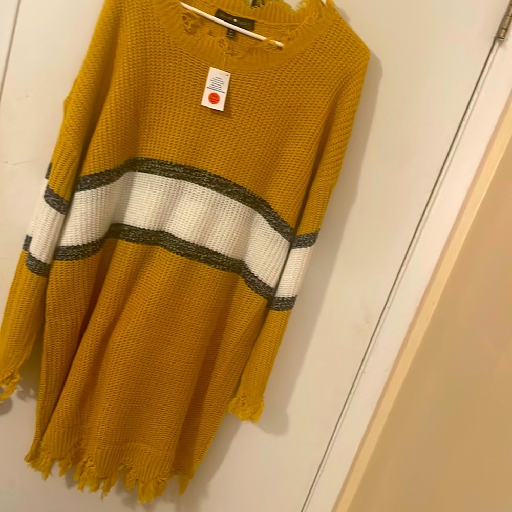 Gold sweater dress distressed